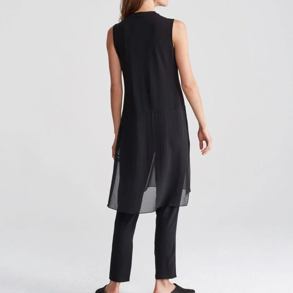 Eileen Fisher Sleeveless Mock-Neck Stretch Silk Jersey Tunic - Picture 4 of 8